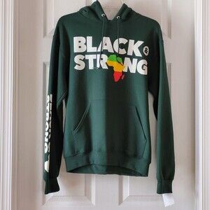 Hybrid Apparel Mens Green Black and Strong Africa Sweatshirt Hoodie Sz XS